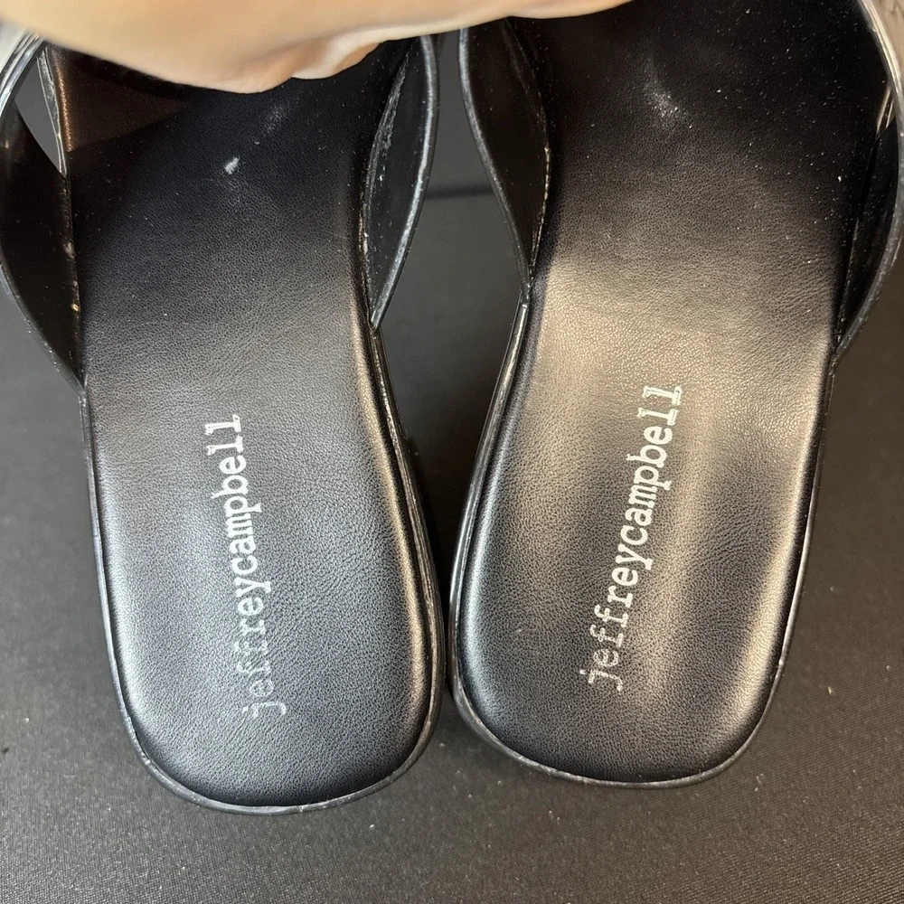 Jeffrey Campbell Bubblegum Y2K Platform Jelly Sandals Black Chunky Heels, Size 7